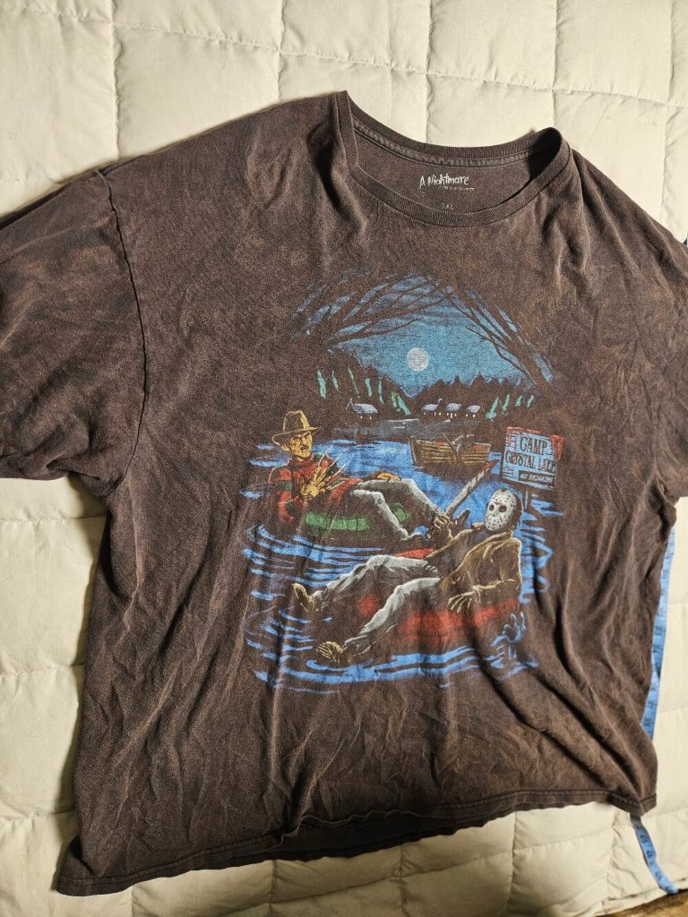 Freddy vs Jason Brown Graphic T-Shirt 3XL Camp Crystal Lake
